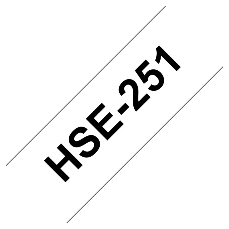 Cinta Brother HSE251 - Texto Negro sobre Fondo Blanco - 23.6mm x 1.5mts - Tubo Termoretractil - HSE251