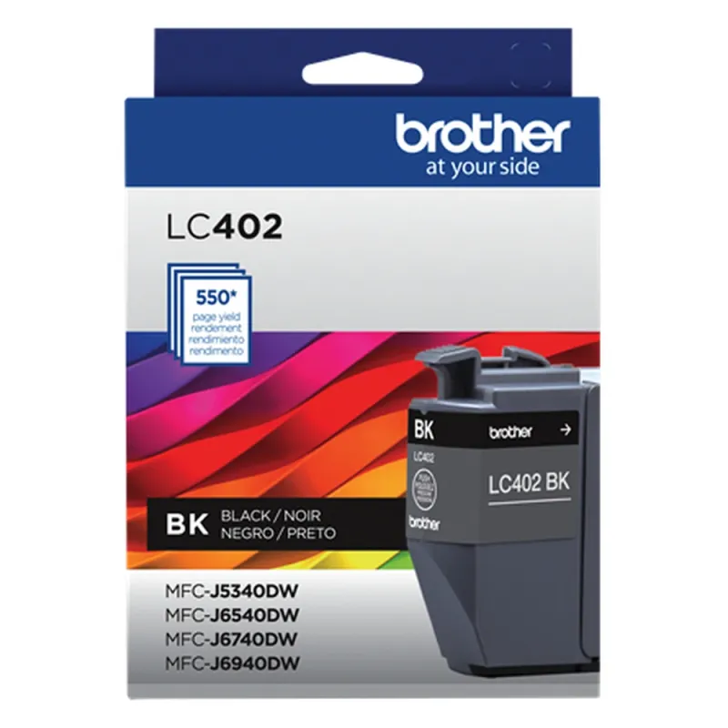Tinta Brother LC402 - Negra - Hasta 550 Páginas - LC402BKS