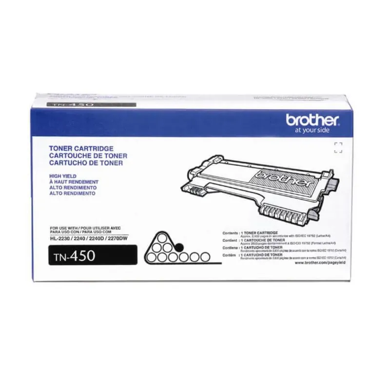 Cartucho Tóner Brother Tn450 2600 Páginas, Negro, Laser - TN450
