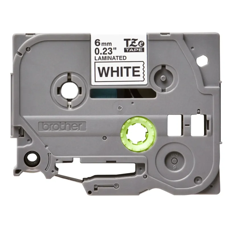 Cinta Brother TZE211 - Texto Negro sobre Fondo Blanco - 6mm x 8mts. - TZE211