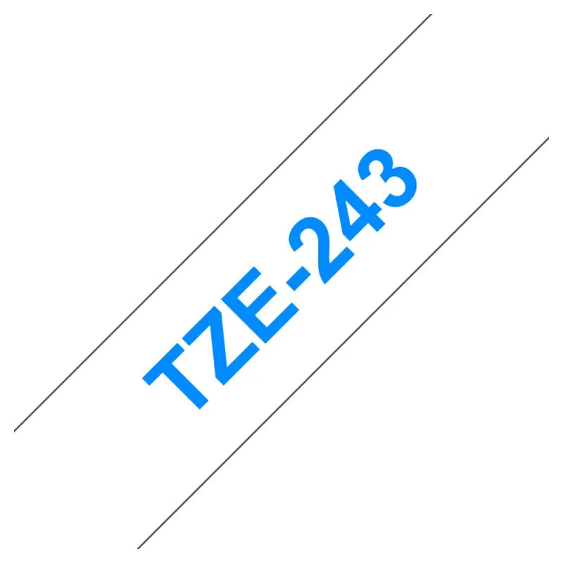 Cinta Brother TZE243 - Texto Azul sobre Fondo Blanco - 18mm x 8mts. - TZE243