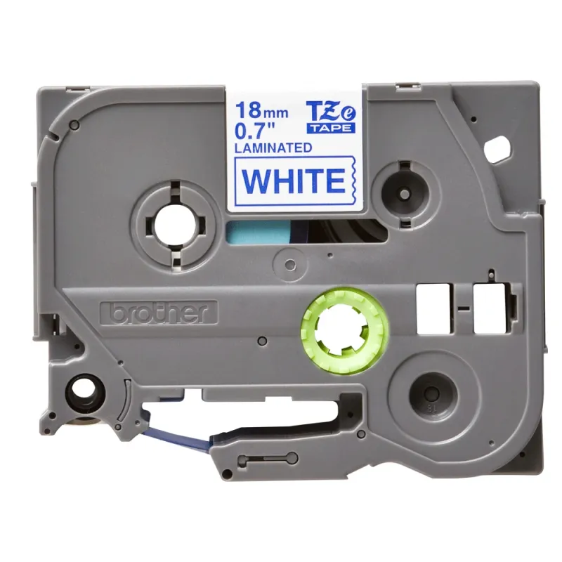 Cinta Brother TZE243 - Texto Azul sobre Fondo Blanco - 18mm x 8mts. - TZE243