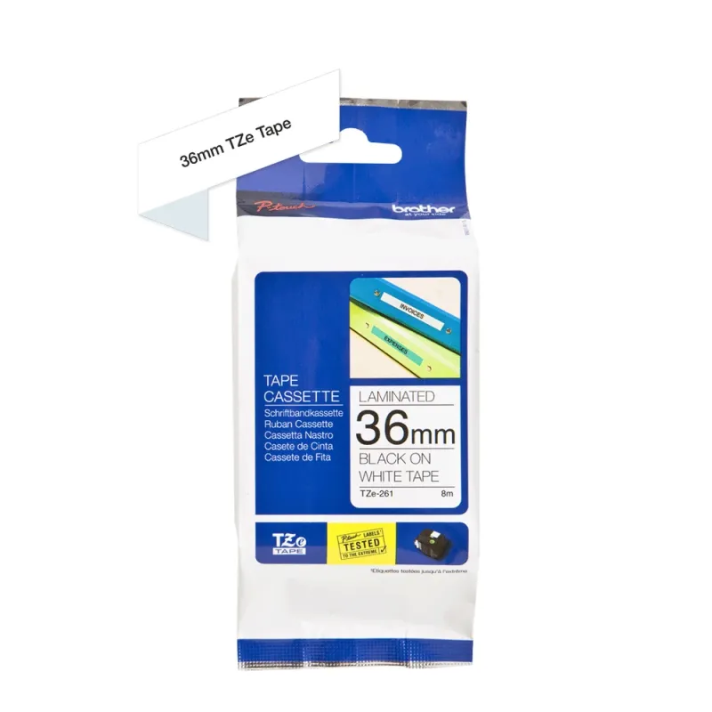 Cinta Brother Tze261 Texto Negro Sobre Fondo Blanco 36Mm X 8Mts. - TZE261