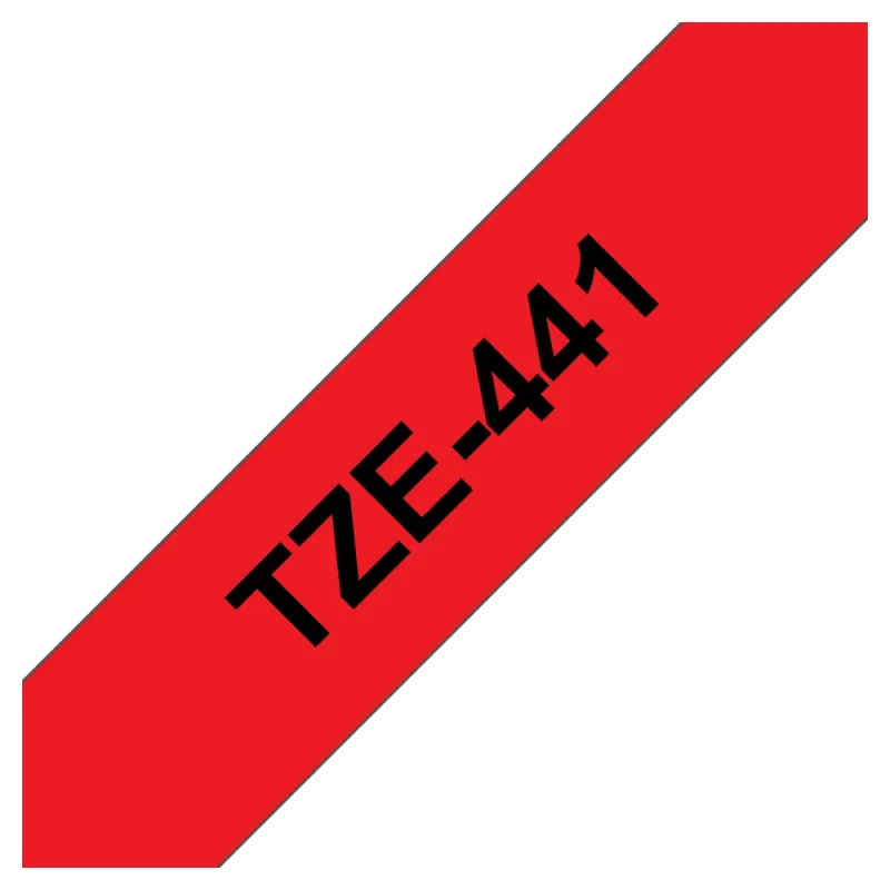 Cinta Brother TZE441 - Texto Negro sobre Fondo Rojo - 18 mm x 8mts. - Laminada - TZE441