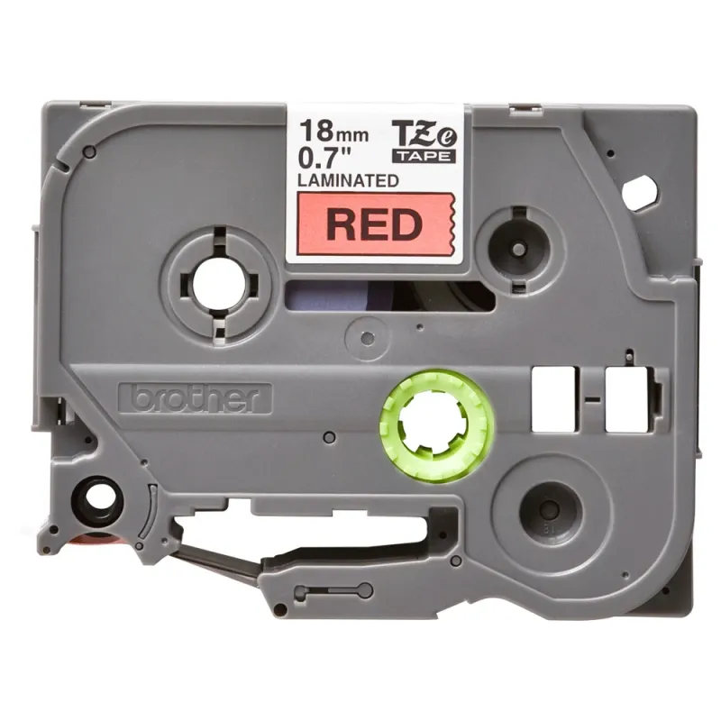 Cinta Brother TZE441 - Texto Negro sobre Fondo Rojo - 18 mm x 8mts. - Laminada - TZE441