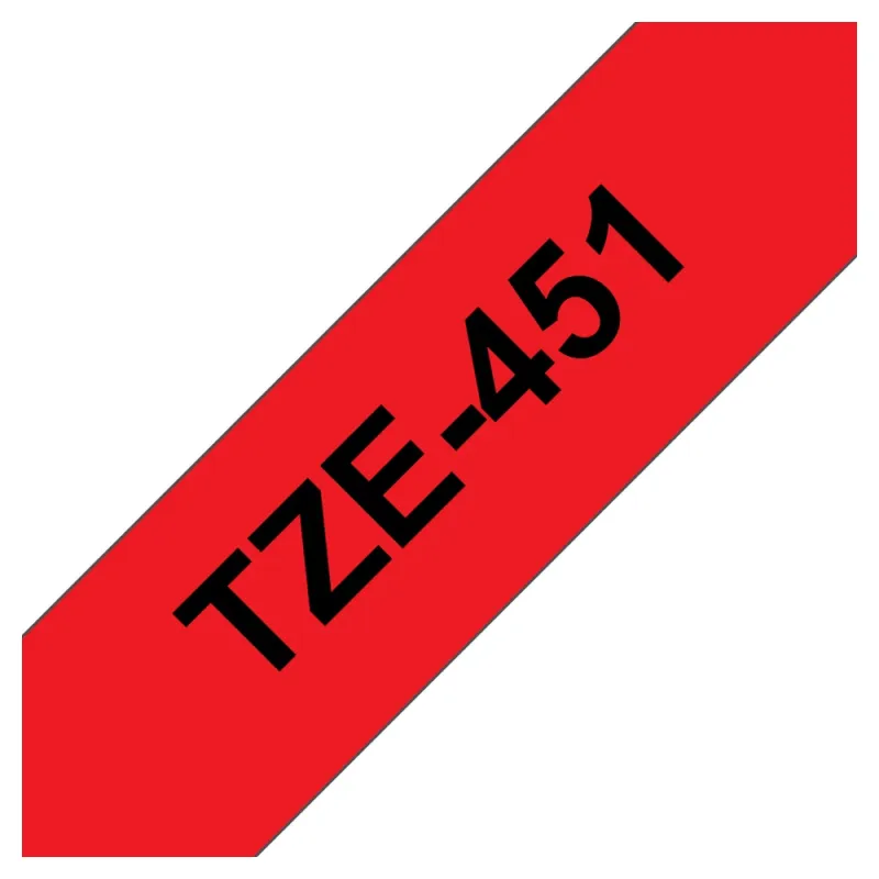 Cinta Brother TZE451 - Texto Negro sobre Fondo Rojo - 24mm x 8mts. - TZE451