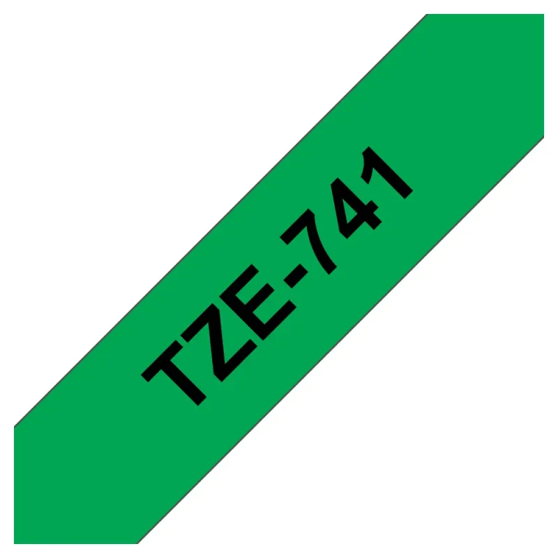 Cinta Brother Tze741 Texto Negro Sobre Fondo Verde 18Mm X 8Mts. Laminada - TZE741