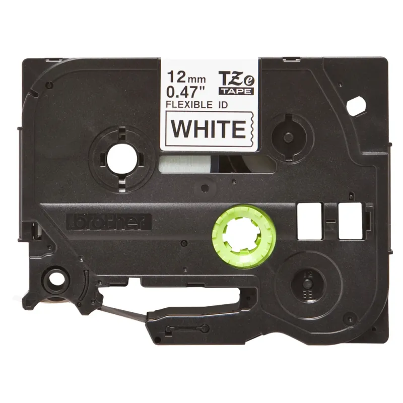 Cinta Brother TZEFX231 - Texto Negro sobre Fondo Blanco - 12mm x 8mts. - Laminada Flexible - TZEFX231