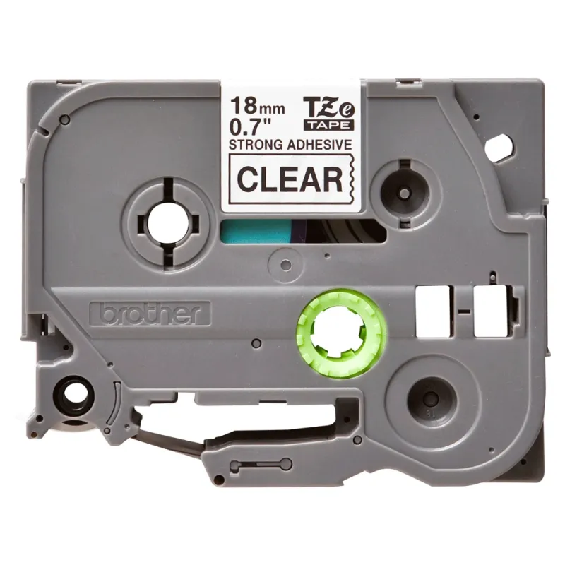 Cinta Brother TZES141 - Texto Negro sobre Fondo Transparente - 18mm x 8mts. - Supér Adhesiva - TZES141