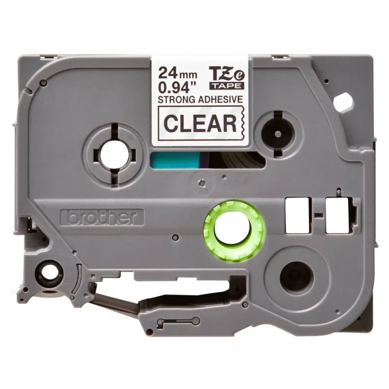 Cinta Brother TZES151 - Texto Negro sobre Fondo Transparente - 24mm x 8mts. - Súper Adhesiva - TZES151