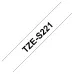 Cinta Brother TZES221 - Texto Negro sobre Fondo Blanco - 9mm x 8mts. - Laminada - Súper Adhesiva - TZES221