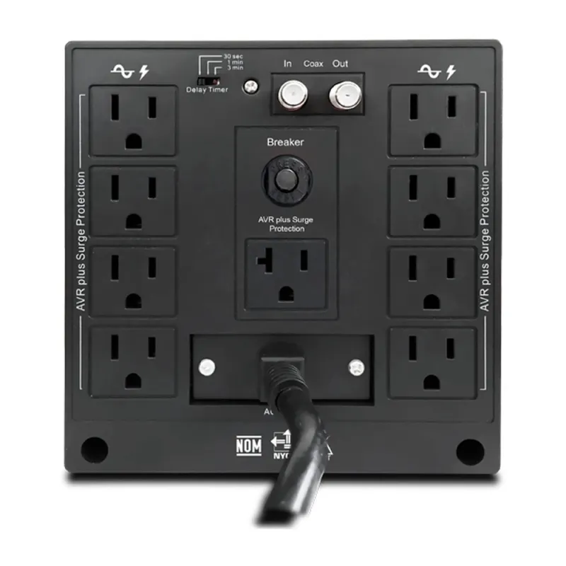 Regulador de Voltaje CDP R-AVR5008 - 5000VA/2500W - 9 Contactos - Blanco y Negro - R-AVR5008