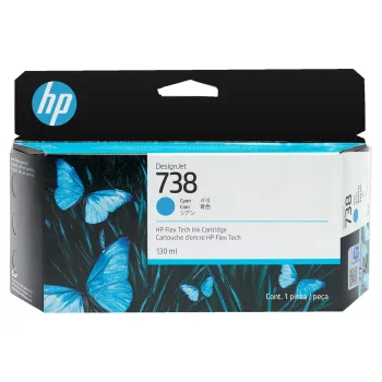 Tinta HP DesignJet 738 - Cian - 130ml - DesignJet - Original (498N5A) - 498N5A