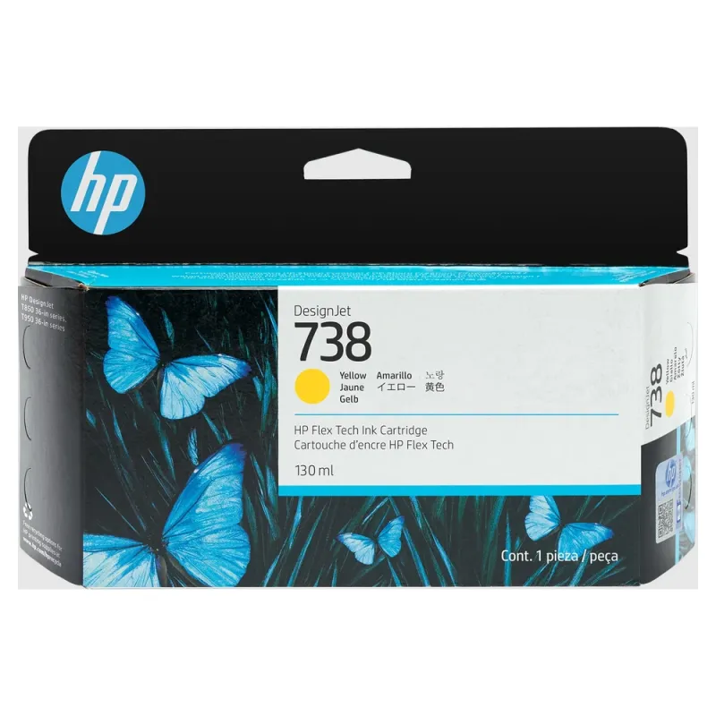 Tinta HP DesignJet 738 - Amarillo - 130ml - DesignJet - Original (498N7A) - 498N7A