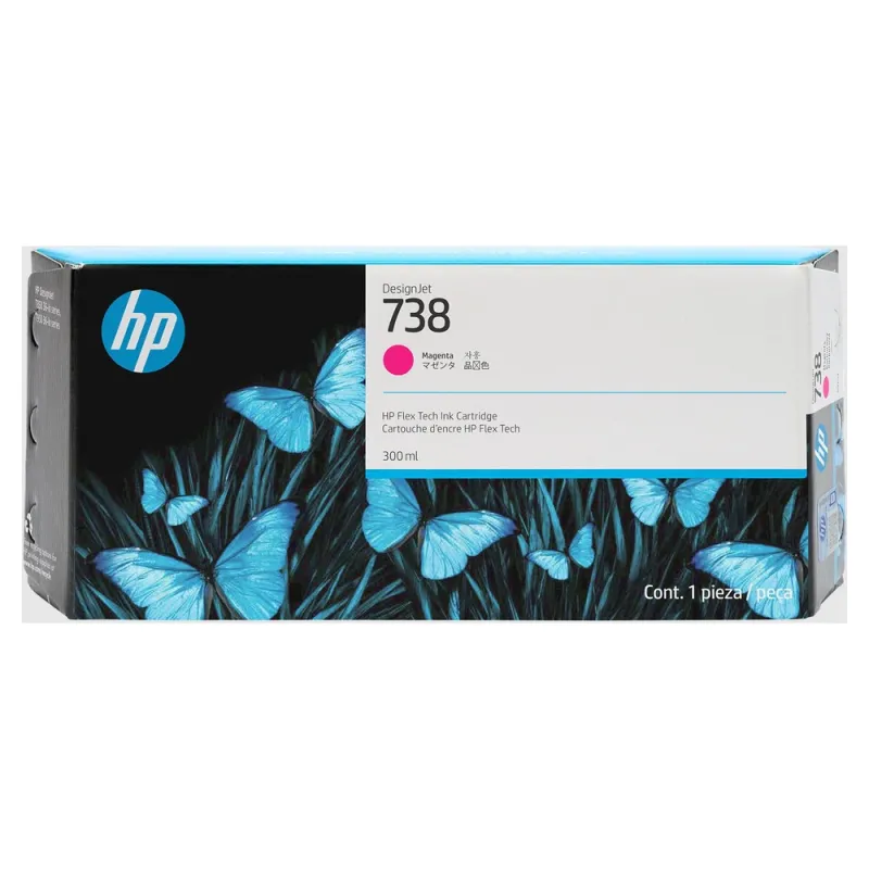 Tinta HP DesignJet 738 - Magenta - 300ml - DesignJet - Original (676M7A) - 676M7A