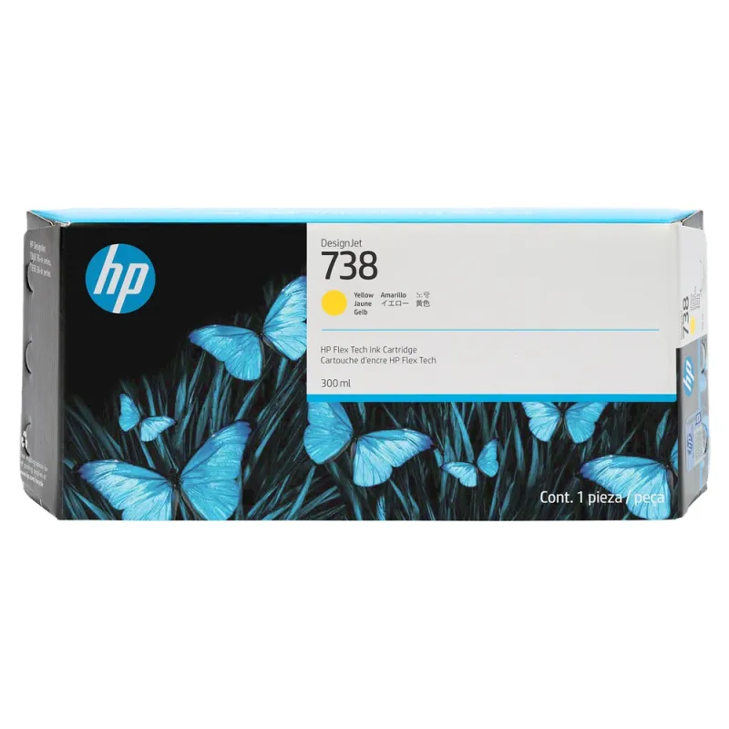 Tinta HP DesignJet 738 - Amarillo - 300ml - DesignJet - Original (676M8A) - 676M8A