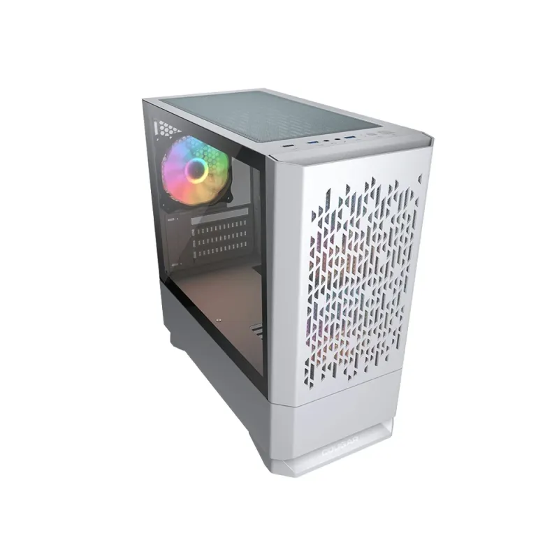 Gabinete Gamer Cougar MG140 Air RGB - Mini Torre - Micro ATX/Mini ITX - 3x Ventiladores - Panel Lateral - Blanco - 385JM80.0002