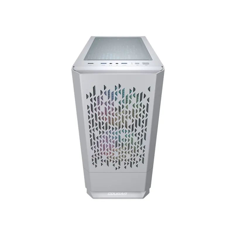 Gabinete Gamer Cougar MG140 Air RGB - Mini Torre - Micro ATX/Mini ITX - 3x Ventiladores - Panel Lateral - Blanco - 385JM80.0002