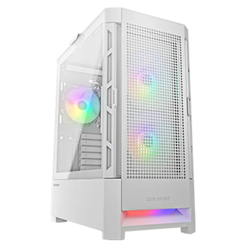 Gabinete Gamer Cougar Airface RGB - Media Torre - Mini ITX/Micro ATX/ATX/CEB - 3 Ventiladores - Panel Lateral - Blanco  - 385ZD10.0005
