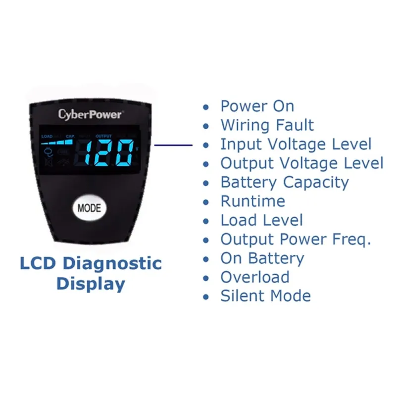 Ups Cyberpower 825Va/450W 8 Contactos Línea Interactiva Lcd Avr - CP825AVRLCD