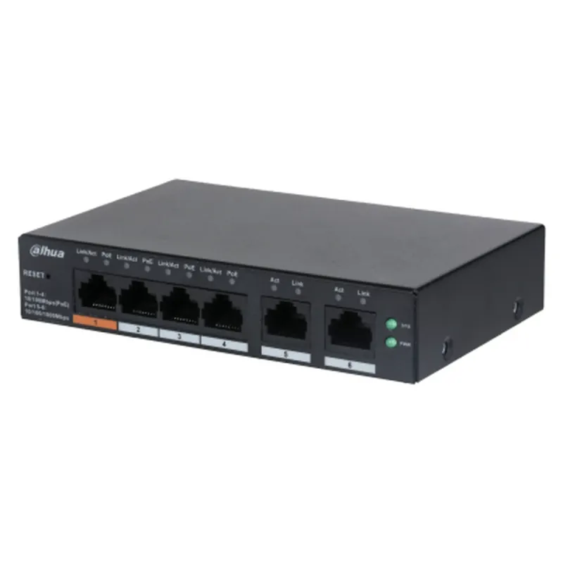 Switch Dahua CS4006-4ET-60 - Gigabit Ethernet - 4 Puertos - 2 Uplink - Gestionable - CS4006-4ET-60