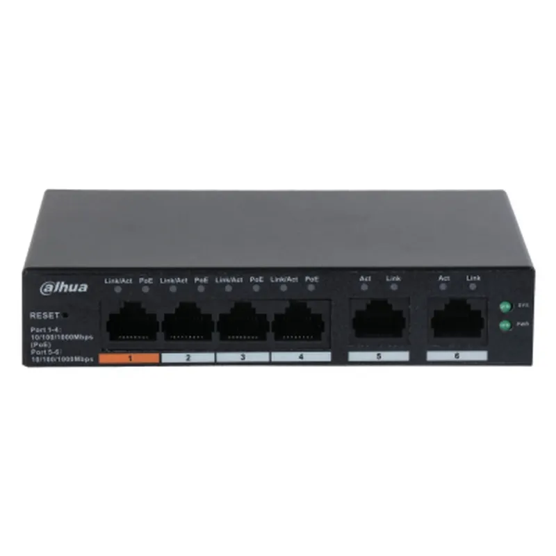 Switch Dahua DH-CS4006-4GT-60 - Gigabit Ethernet - 4 Puertos PoE+ - 2 Uplink - Gestionado - DH-CS4006-4GT-60