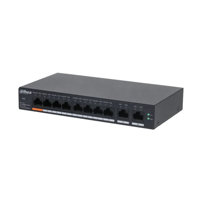 Switch Dahua CS4010-8ET-60 - Gigabit Ethernet - 8 Puertos PoE+ - 2 Uplink - Gestionado - DH-CS4010-8ET-60