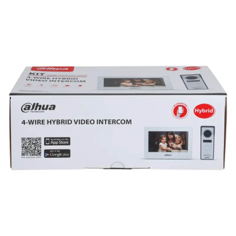 Kit de Videoportero Hibrido Dahua DHI-KTH01 - Frente de Calle Analógico - Monitor DHI-VTH2624GW-WP - DHI-KTH01