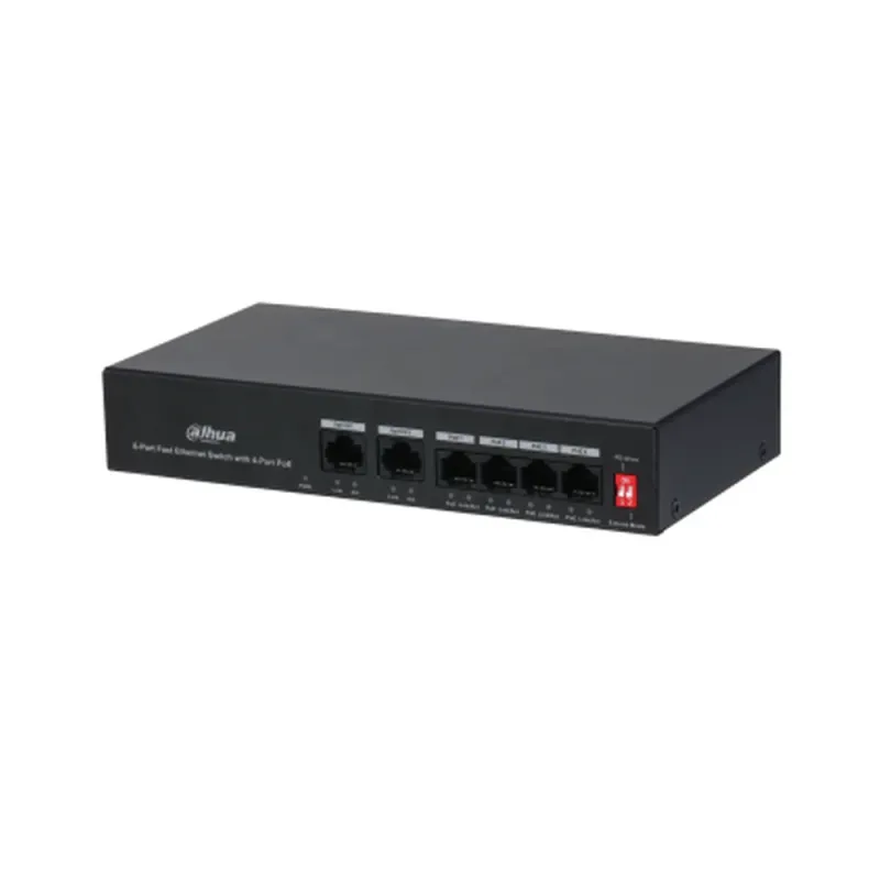 Switch Dahua PFS3006-4ET-36 -  Fast Ethernet - 4 Puertos PoE+ - 2 Uplink - Gestionado - DH-PFS3006-4ET-36