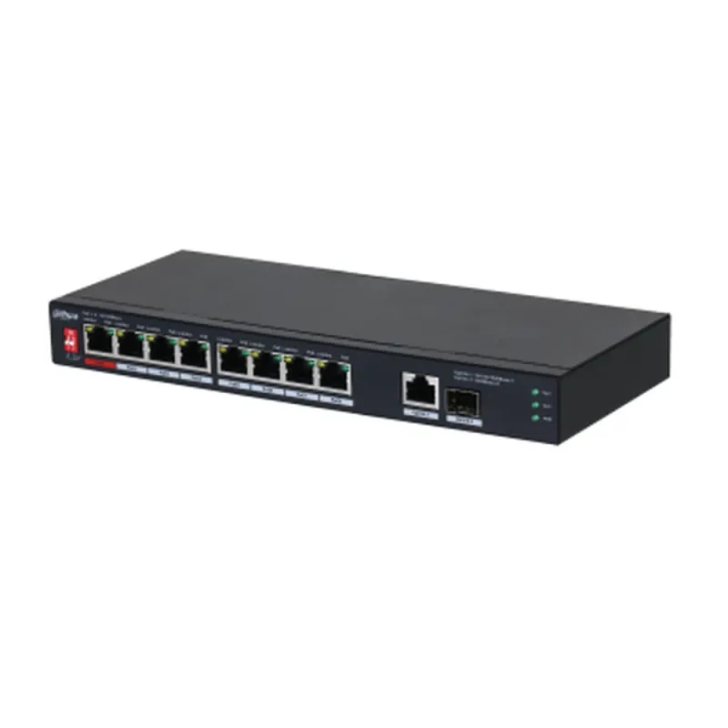 Switch Dahua PFS3110-8ET1GT1GF-96 - Fast Ethernet - 8 Puertos PoE++ - 1 Uplink - 1 SFP - No Gestionado - DH-PFS3110-8ET1GT1GF-96