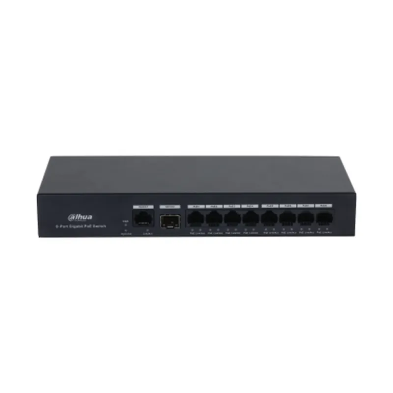 Switch Dahua PFS3110-8GT-65 - Gigabit Ethernet - 8 Puertos PoE+ - 1 Uplink - 1 SFP - No Gestionado - DH-PFS3110-8GT-65