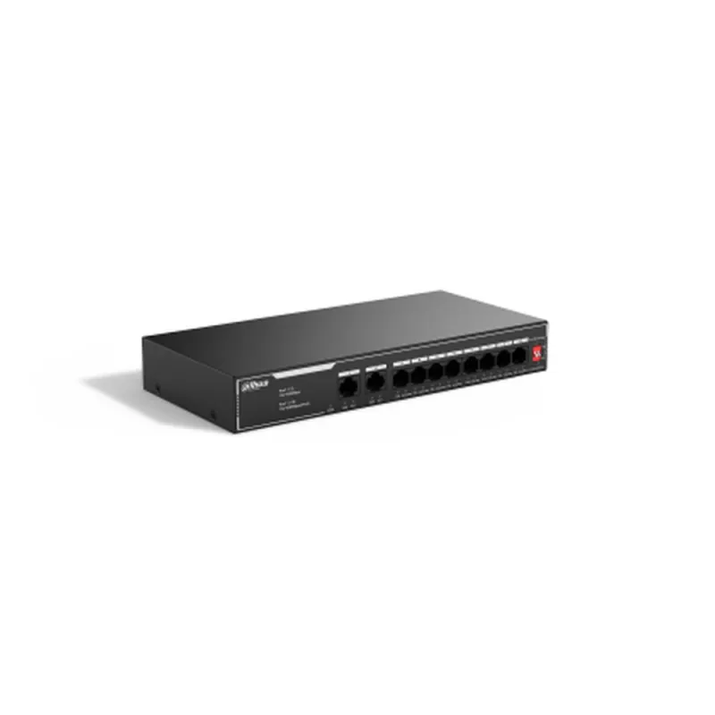 Switch Dahua SF1010LP - Fast Ethernet - 8 Puertos PoE+ - 2 Uplink - No Gestionado - DH-SF1010LP