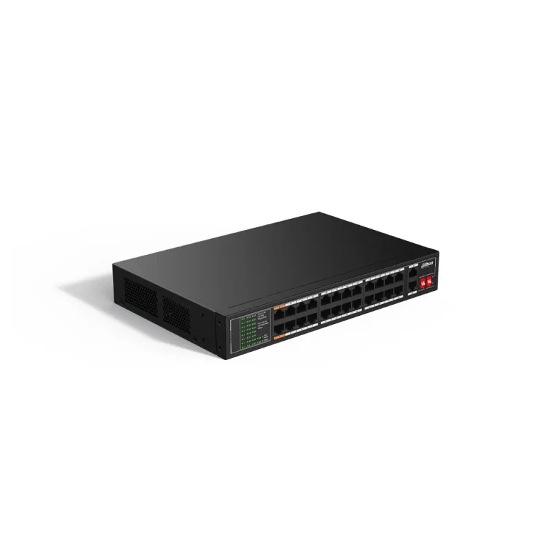 Switch Dahua SF1026LP - Fast Ethernet - 24 Puertos PoE+ - 2 Uplink - No Gestionado - DH-SF1026LP