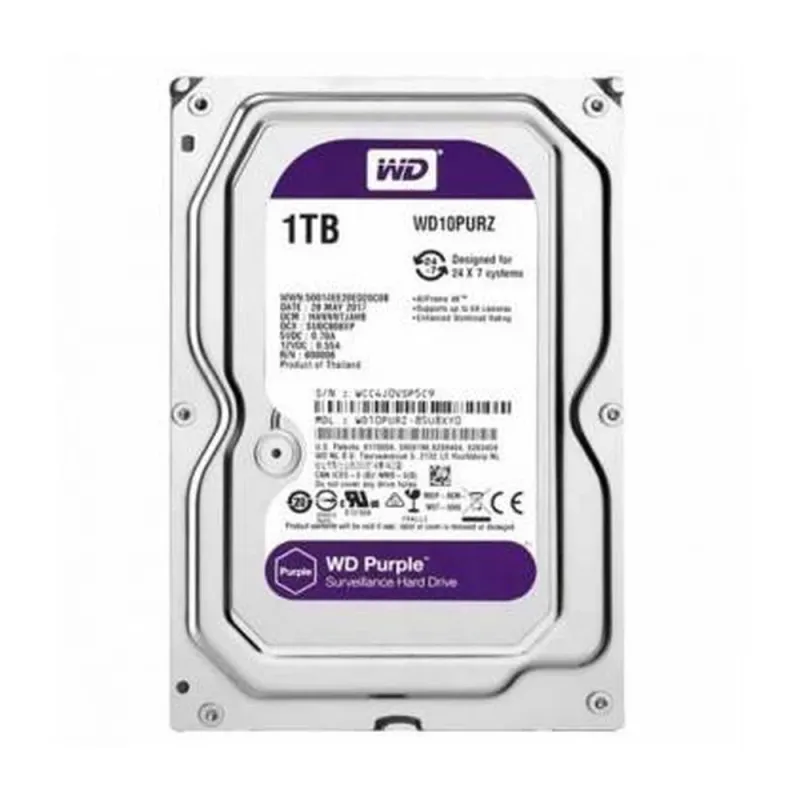 Disco Duro Interno Western Digital Purple 3.5p 1Tb Sata 3 5400 Rpm - WD10PURZ