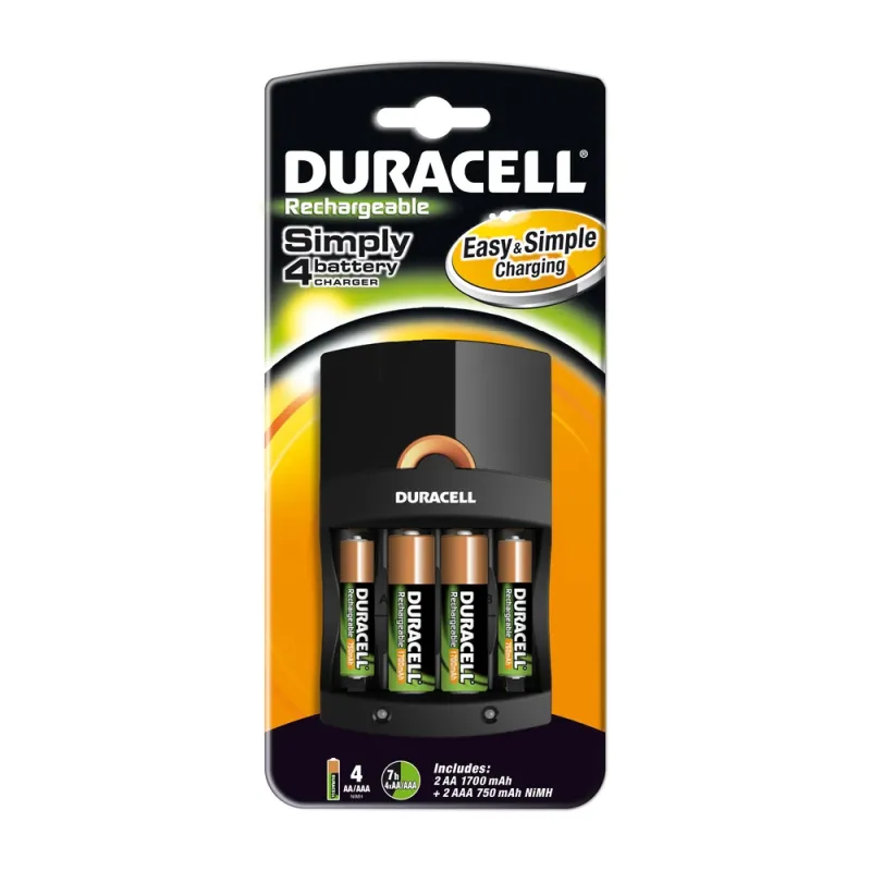 Pilas Duracell CEF14 - Recargables - AA/AAA - 4 Piezas - Con Cargador - CEF14