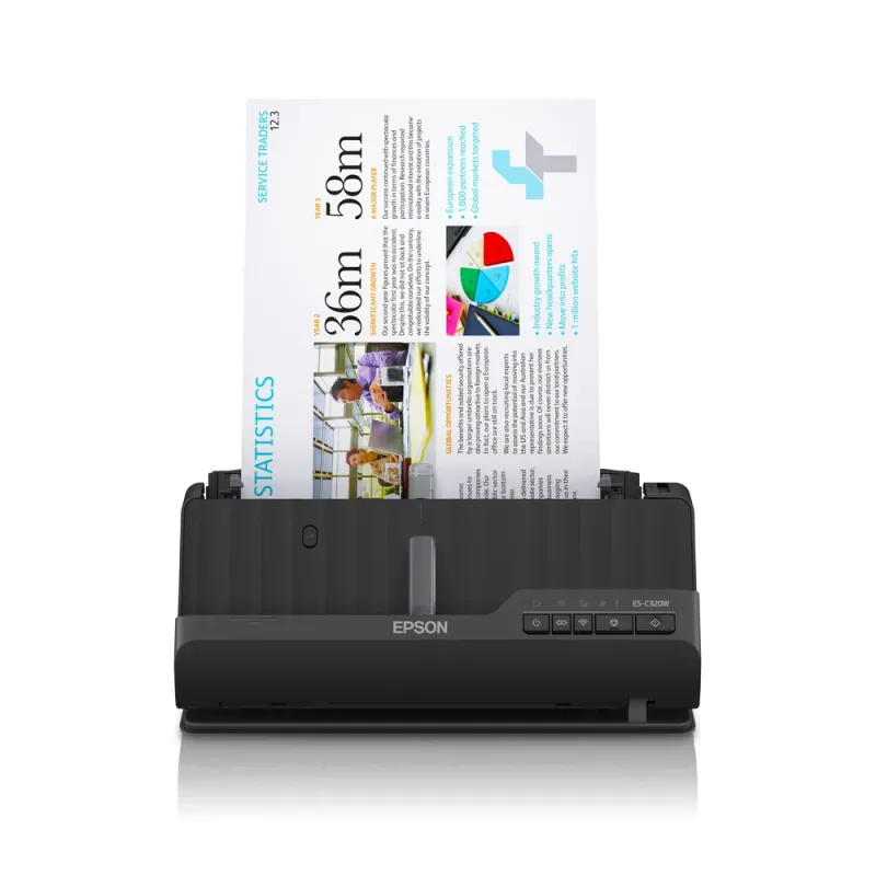 Escáner Compacto Epson WorkForce ES-C320W - 30ppm - Wi-Fi - USB-C - B11B270201