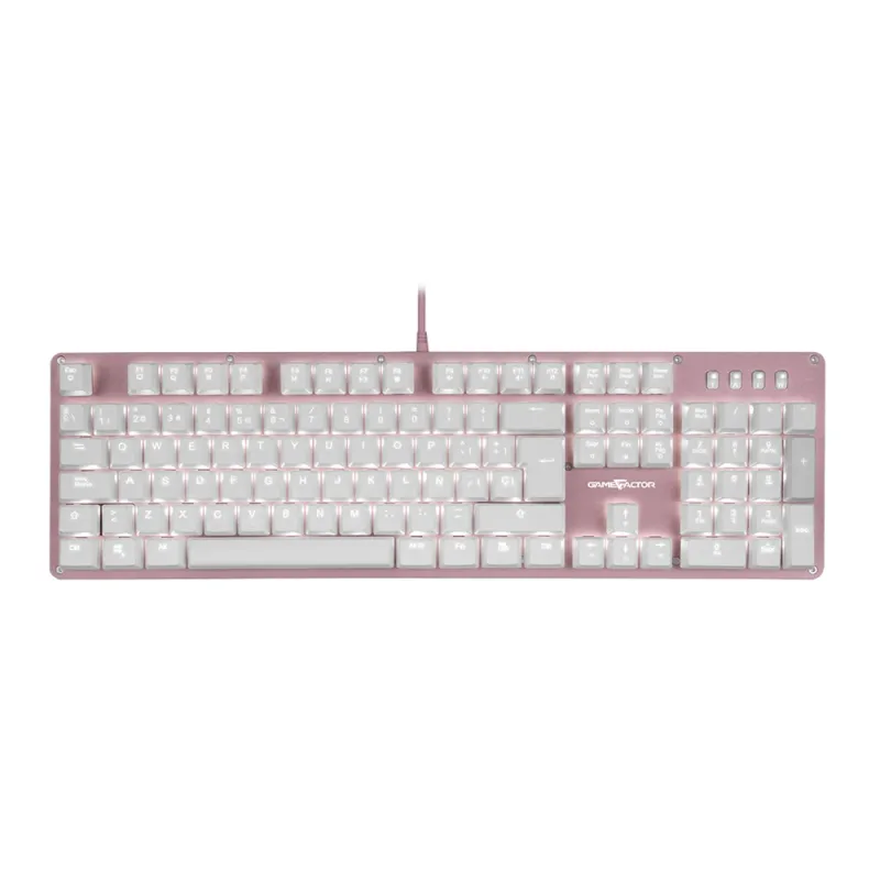 Teclado Gamer Game Factor Kbg400 Alámbrico Multimedia Rgb Blanco Switch Rojo - KBG400-PK-RD