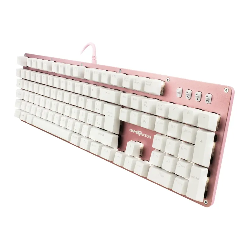 Teclado Gamer Game Factor Kbg400 Alámbrico Multimedia Rgb Blanco Switch Rojo - KBG400-PK-RD
