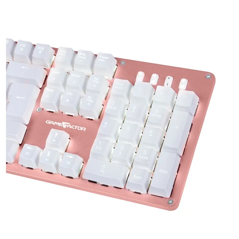 Teclado Gamer Game Factor Kbg400 Alámbrico Multimedia Rgb Blanco Switch Rojo - KBG400-PK-RD