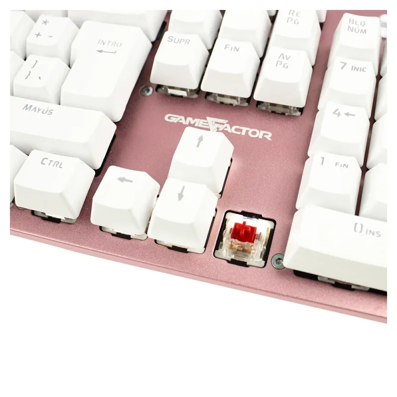 Teclado Gamer Game Factor Kbg400 Alámbrico Multimedia Rgb Blanco Switch Rojo - KBG400-PK-RD