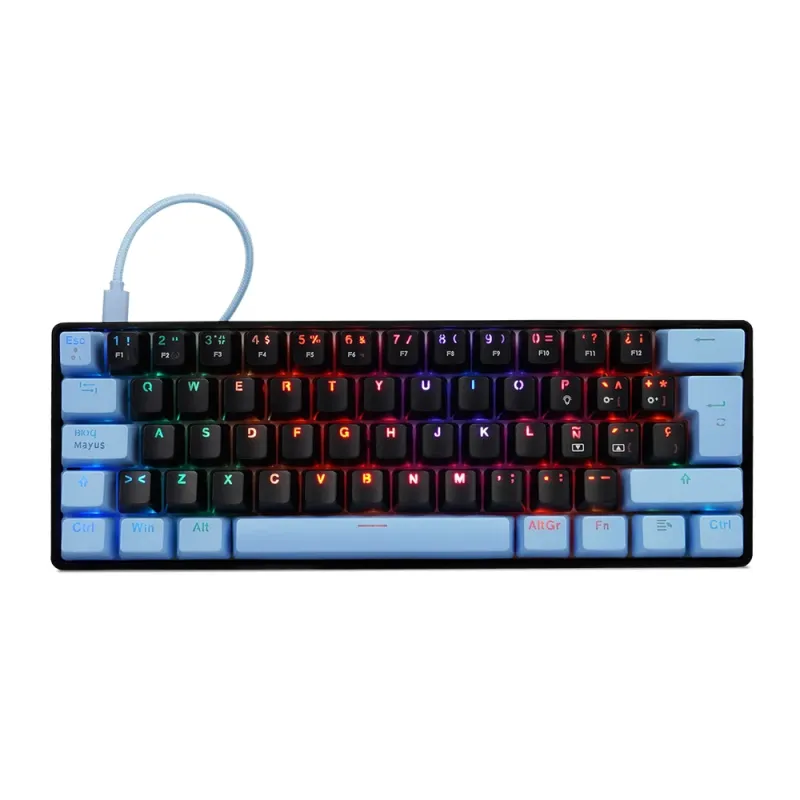Teclado Gamer Game Factor KBG560 - Alámbrico - Español - RGB - Gateron rojo o azul - KBG560-BL