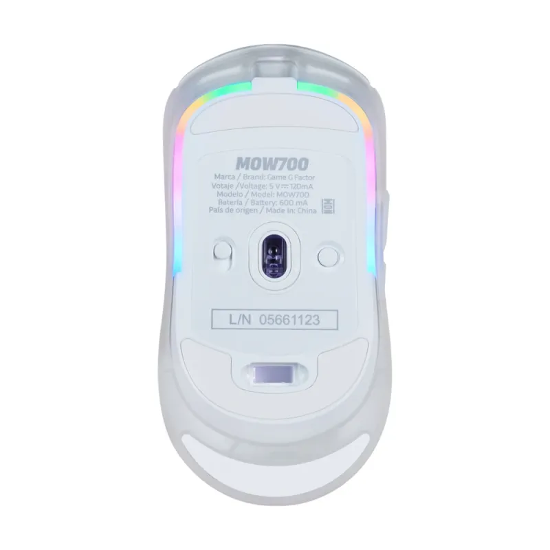 Mouse Gamer Game Factor MOW700 - Inalámbrico - RGB - Blanco - MOW700-WH