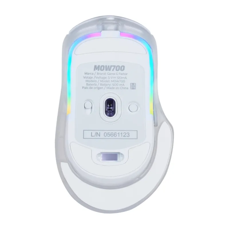 Mouse Gamer Game Factor MOW700 - Inalámbrico - RGB - Blanco - MOW700-WH