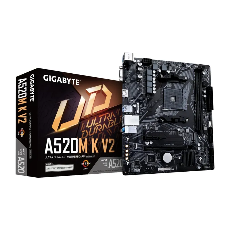 Tarjeta Madre Gigabyte A520M K V2 - Socket AM4 - 2xDDR4 - 2133/3866/5100 MHz - HDMI - USB 2.0 - USB 3.2  - Micro ATX   - A520M K V2