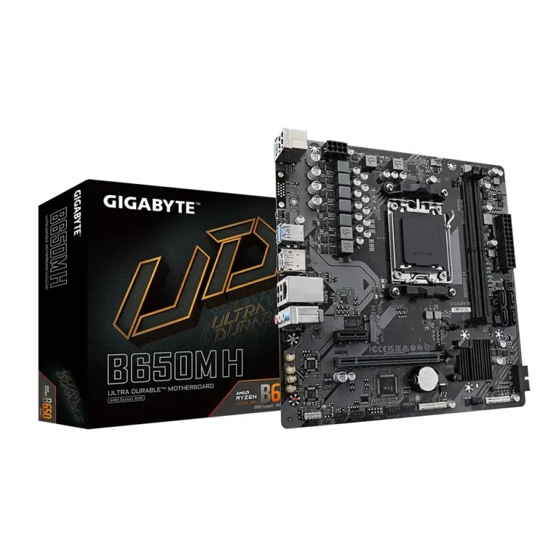 Tarjeta Madre Gigabyte B650M H - Socket AM5 - 2x DDR5 - 4400/5600(OC)/6400(OC)MHz - HDMI - DisplayPort - USB 2.0/3.2 - Micro ATX - B650M H