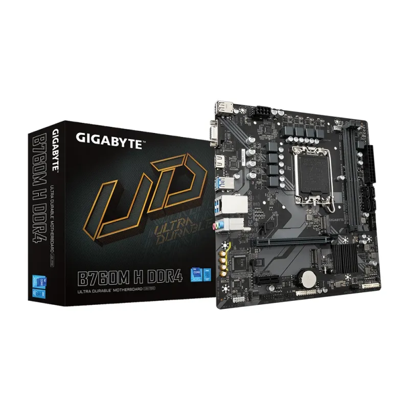 Tarjeta Madre Gigabyte B760M H DDR4 - Socket 1700 - 2x DDR4 - 2133/2933/3200MHz - HDMI - VGA - USB 2.0/3.2 - Micro ATX - B760M H DDR4