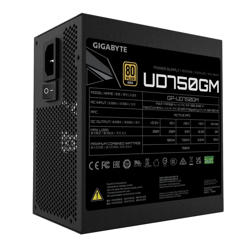 Fuente de Poder Gigabyte UD750GM - 750W - 80 Plus Gold - GP-UD750GM