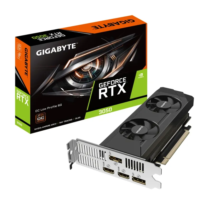 Tarjeta de Video Gigabyte GeForce RTX 3050 OC Low Profile - 6GB - 96-bit - PCI-E 4.0 - GDDR6 - HDMI - DisplayPort - GV-N3050OC-6GL