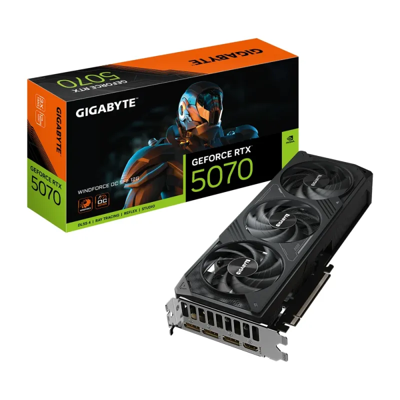 Tarjeta de Video Gigabyte GeForce RTX 5070 WINDFORCE OC SFF - 12GB - 192 bit - PCI-E 5.0 - GDDR7 - HDMI - DisplayPort ¡Cómpralo y llévate Borderlands 4 Standard Edition! Un código por cliente - GV-N5070WF3OC-12GD