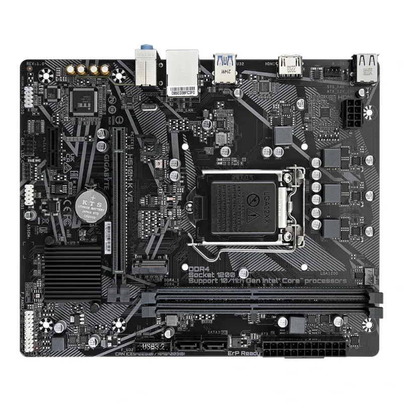 Tarjeta Madre Gigabyte H510M K V2 - Socket 1200 - 2xDDR4 - 2133/2933/3200MHz - HDMI - USB 2.0/3.2 -  Micro ATX - H510M K V2